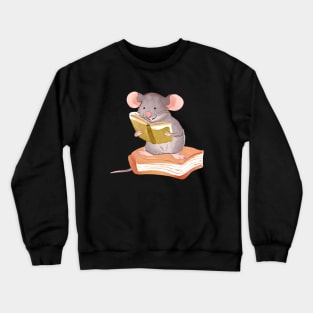 Cute Watercolor Mouse Reading Book Crewneck Sweatshirt